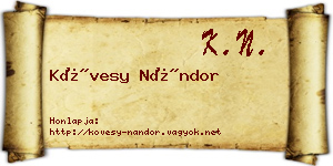 Kövesy Nándor névjegykártya